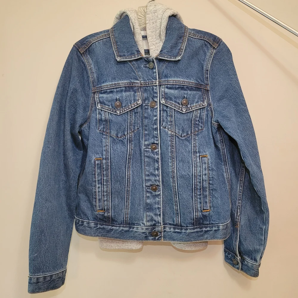 Abercrombie & Fitch Women's Denim Jacket Hoodie - Picture 2 of 5